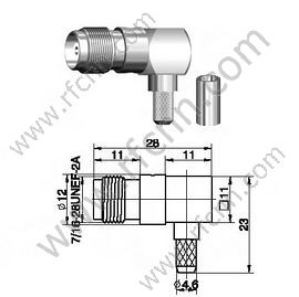 Angle droit féminin TNC pour connecteur RF RF RG58