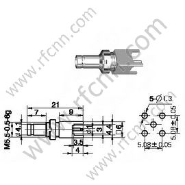 1.0 / 2.3 Femme droite pour connecteur RF PCB