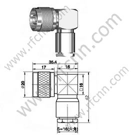 N Collier mâle angle droit pour connecteur RF RF214 RF